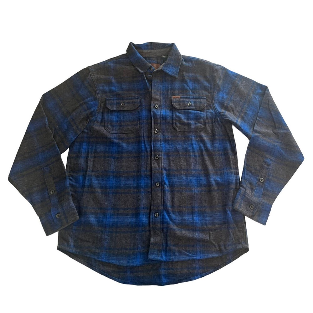 ORVIS Mens Big Bear Heavy Weight Flannel Shirt Blue Gray Plaid
